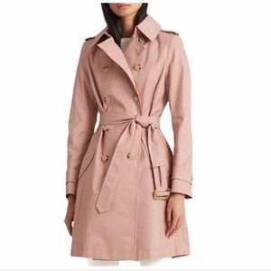 blush colored trench coat